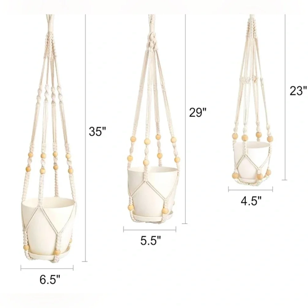 Set of Four Boho Style Plant Hangers - Picture 3 of 10